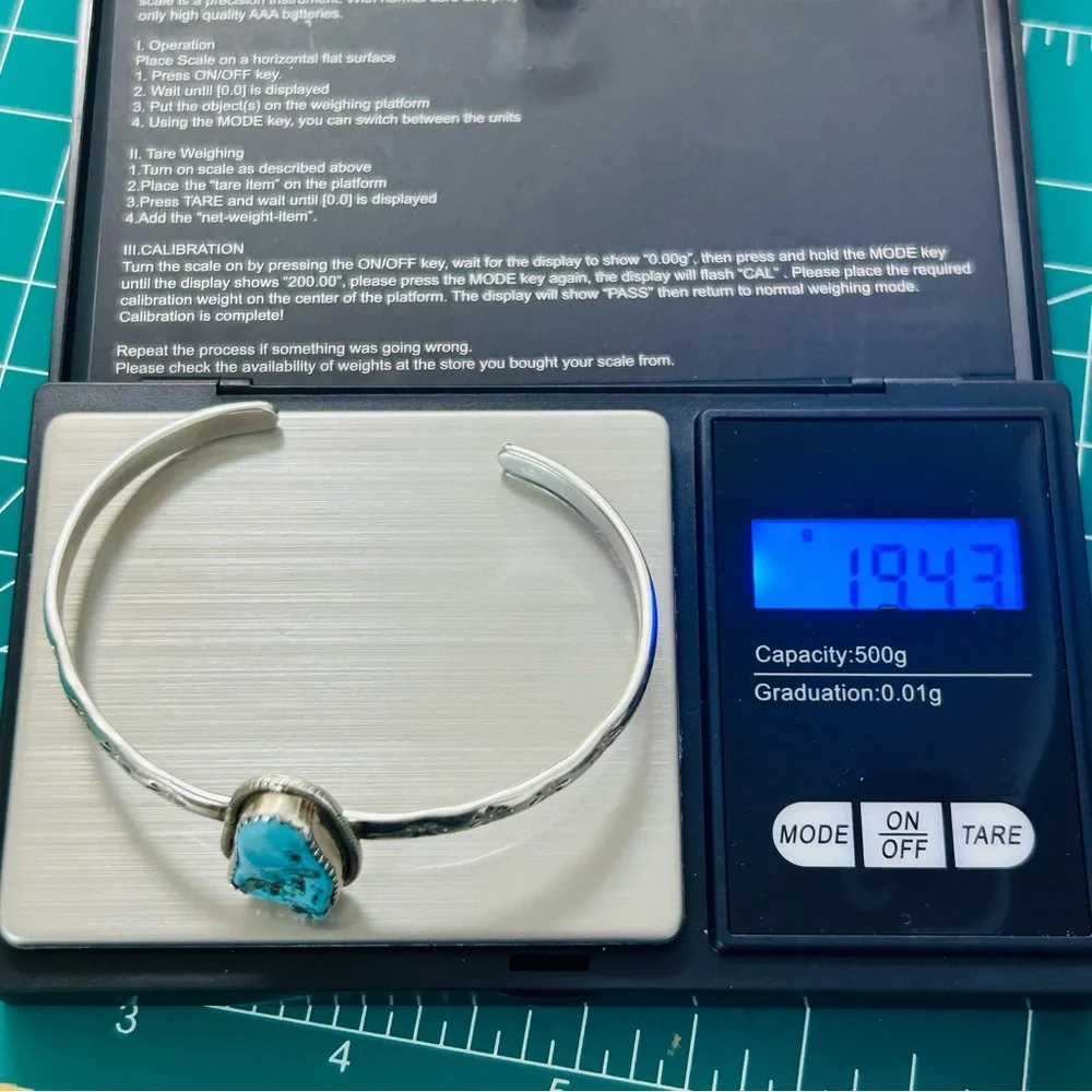 Raw genuine Turquoise sterling Silver 925 Cuff Bracelet